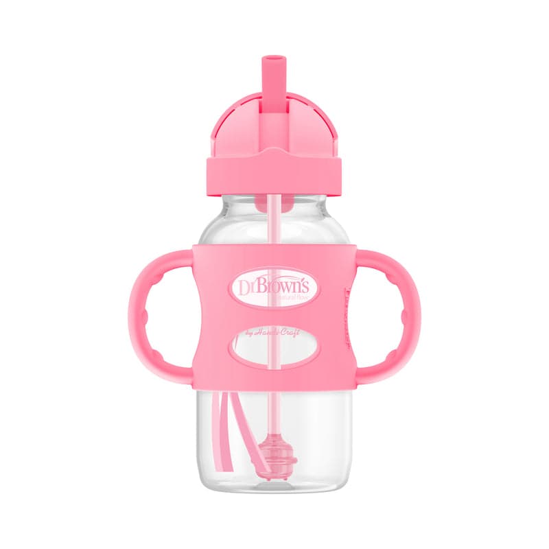 Dr. Brown's Wide-Neck Sippy Straw Bottle with Handles, 2 Pack
