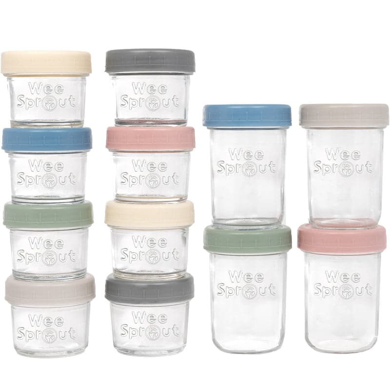 WeeSprout Glass Baby Food Storage Jars, 12 Pack